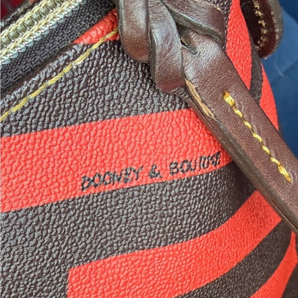 Dooney Red and Black Chevron Satchel - Picture 10 of 15